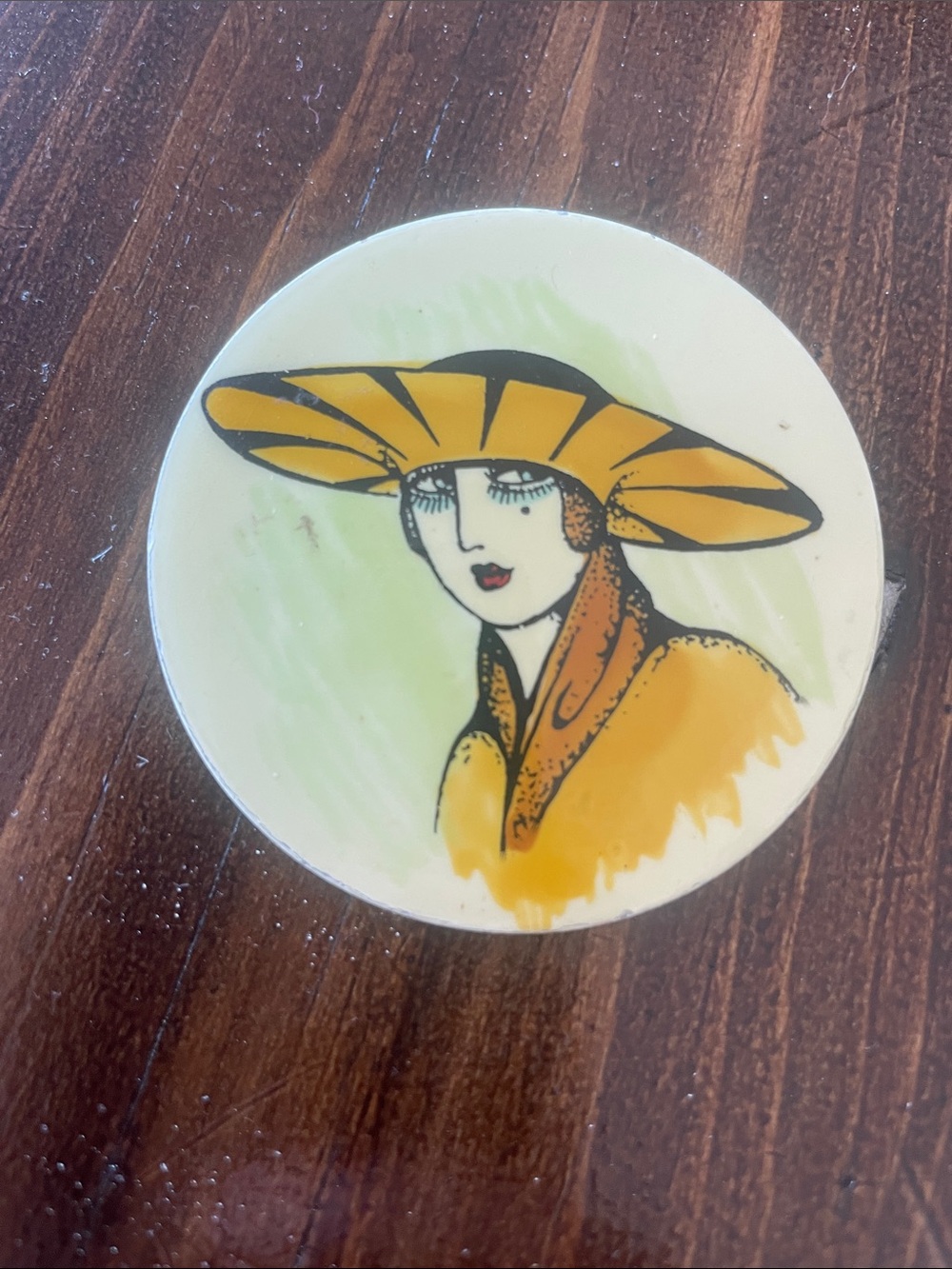 Vintage West Germany Lady Portrait Lucite Brooch – Art Deco Style Statement Pin